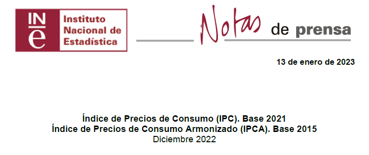 Índice de Precios de Consumo (IPC). Base 2021 Índice de Precios de Consumo Armonizado (IPCA). Base 2015 Diciembre 2022